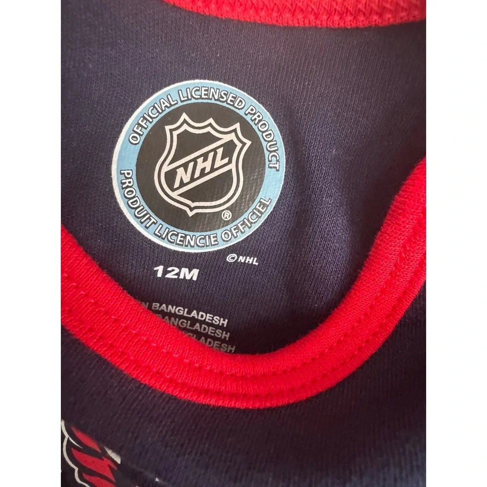 NHL Washington Capitals Infant Girls 3-Piece Bodysuit Set Navy Red White 12M NEW
